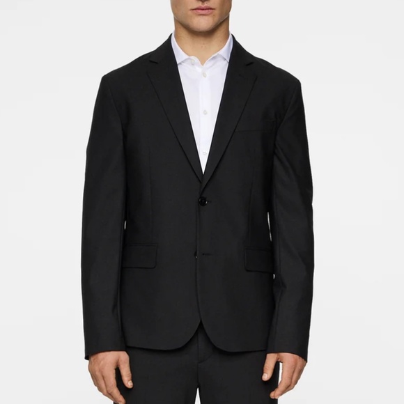 J. Lindeberg Men’s Blazer Hopper Hi-Tech Class Wool Black single breasted Sz 42R - Picture 1 of 15